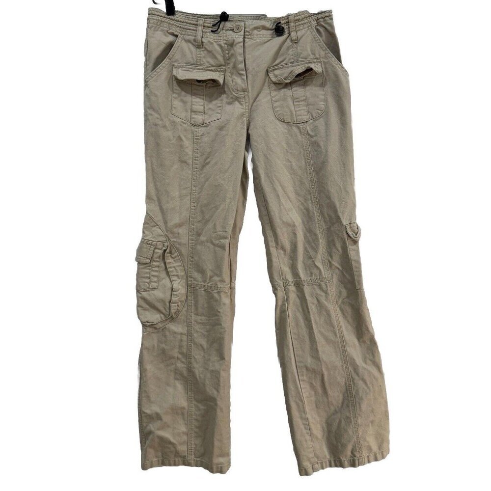 John Galt Womens Tan Cotton Straight Leg Kim Possible Cargo Pants Sz‎ 29x28